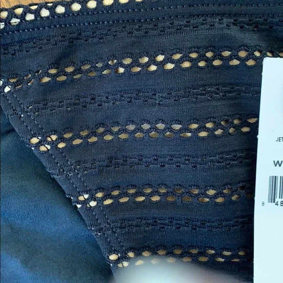 NWT PILYQ Jet Black Tie Side Full Bikini Bottoms M - Picture 3 of 5